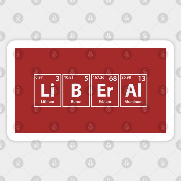 Liberal (Li-B-Er-Al) Periodic Elements Spelling Sticker by cerebrands